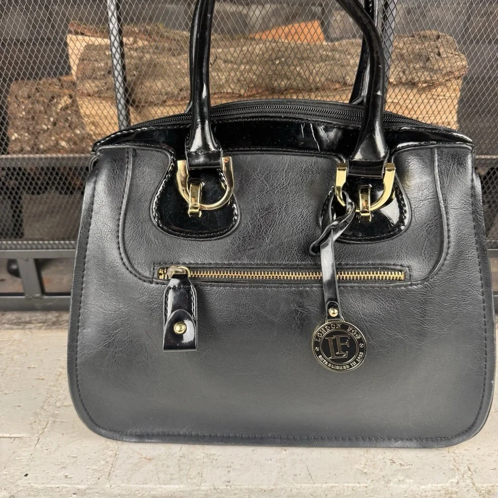 London Fog Black And‎ Beige Purse Double Handle Handbag